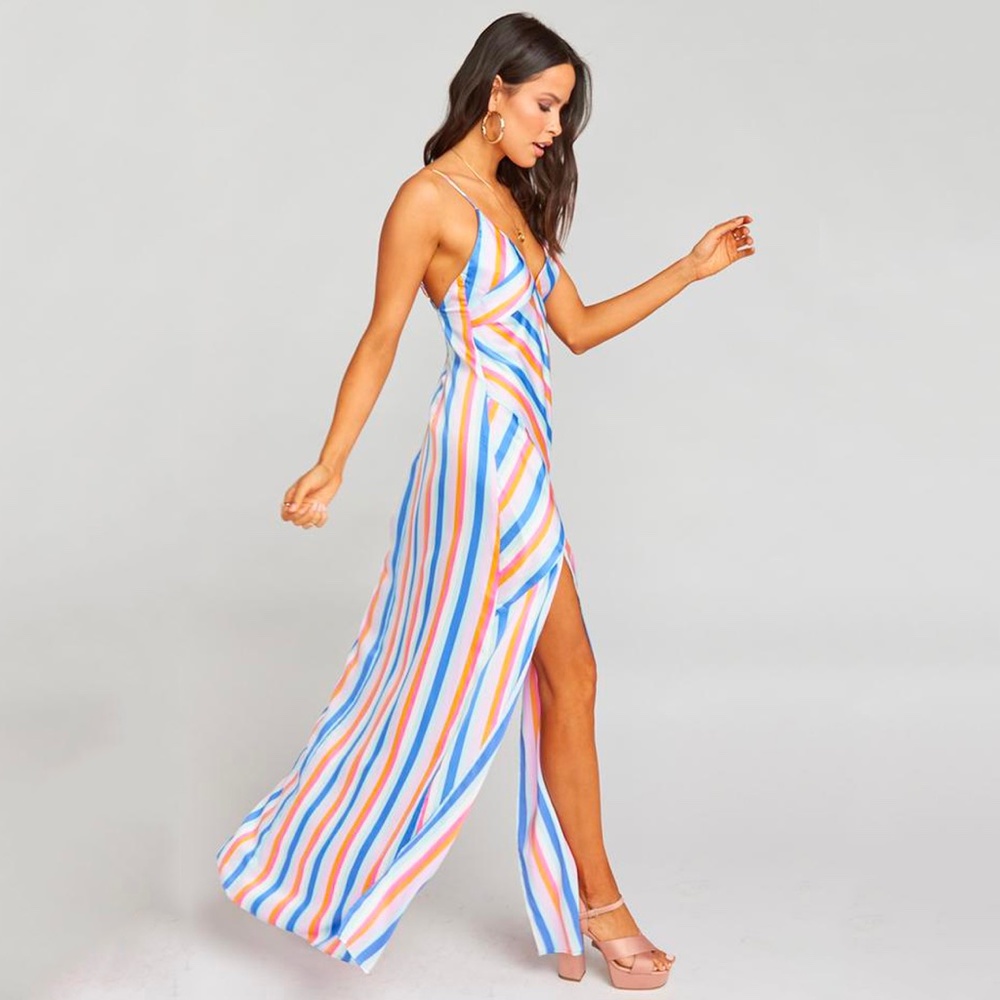 Show me your Mumu multicolored striped maxi dress
